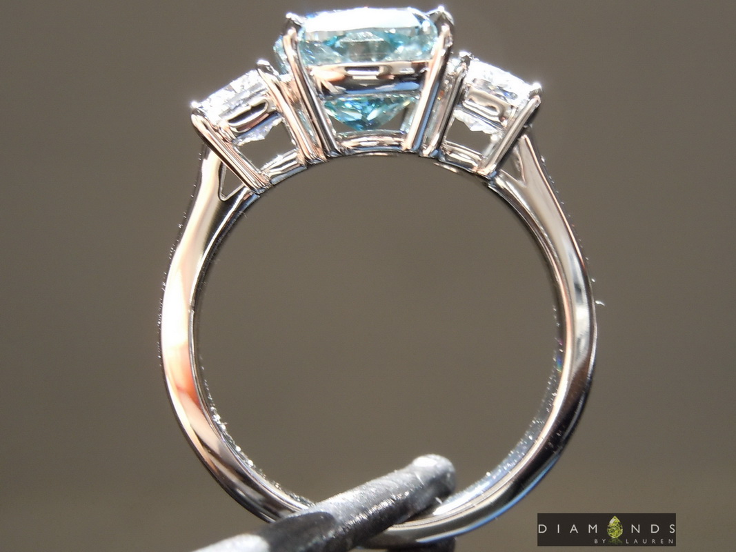 lab blue diamond ring