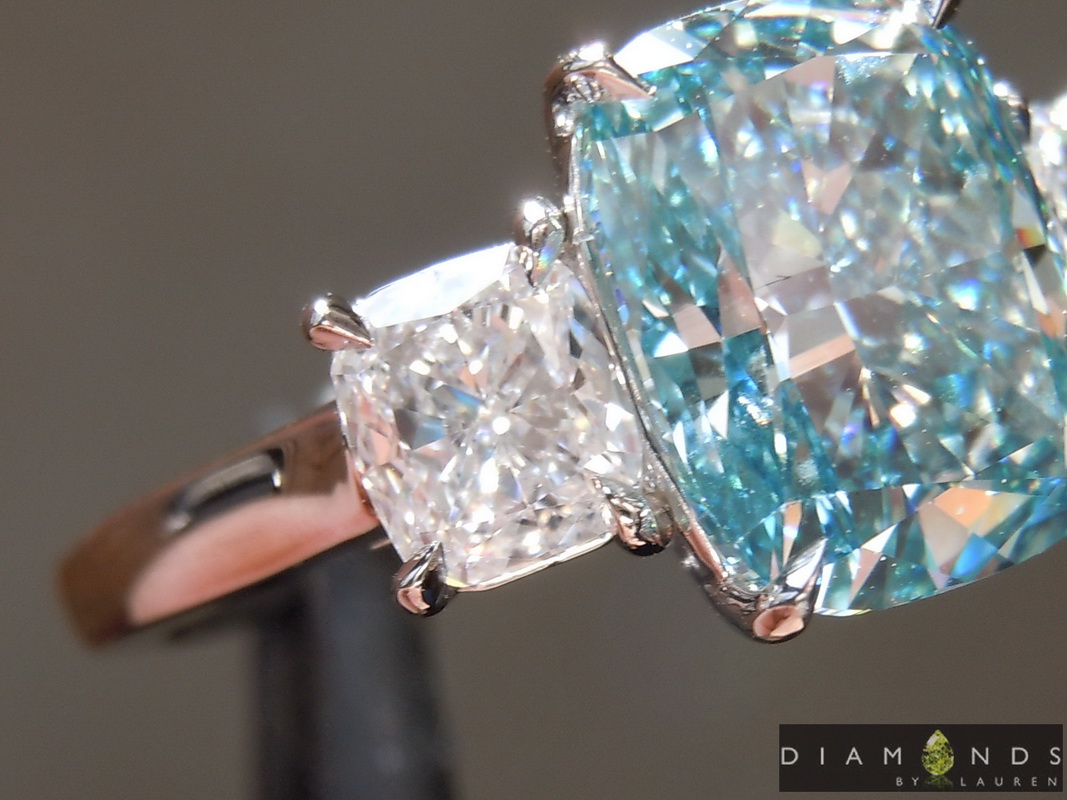lab blue diamond ring