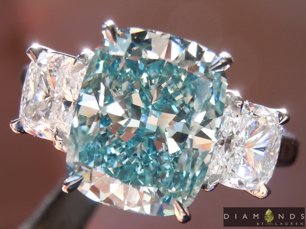 lab blue diamond ring
