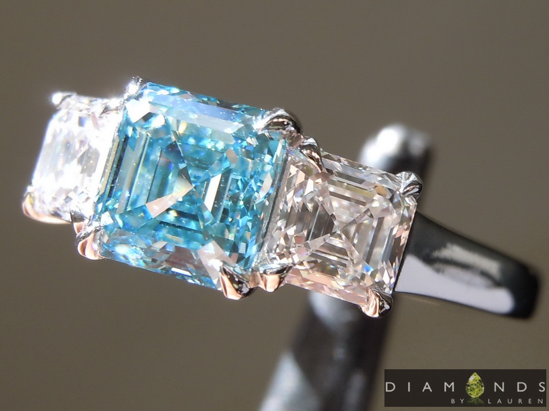 1.32ct Blue VS2 Asscher Lab Grown Diamond Ring