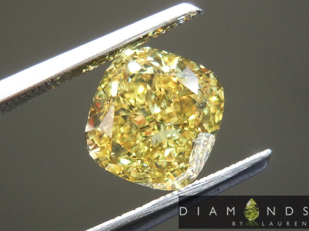 2.01ct Vivid Yellow SI1 Cushion Cut Diamond R9646