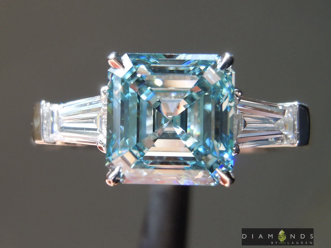 lab blue diamond ring