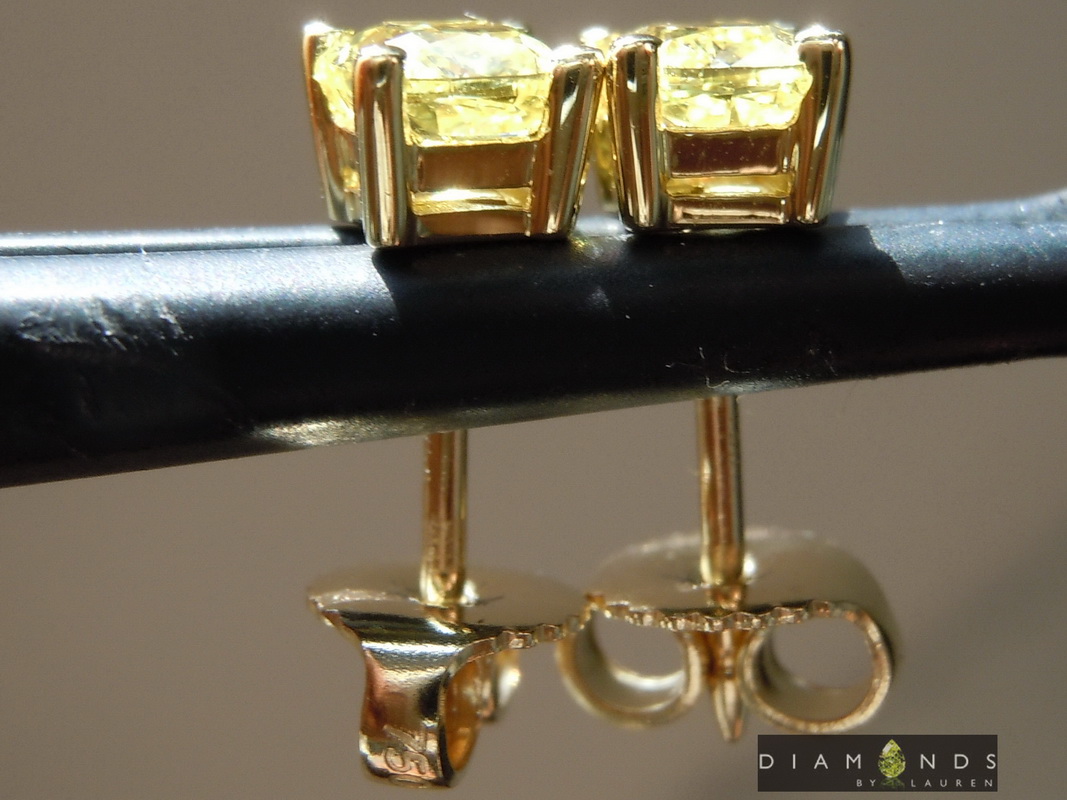 natural yellow diamond earrings