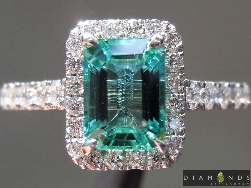 emerald diamond halo ring