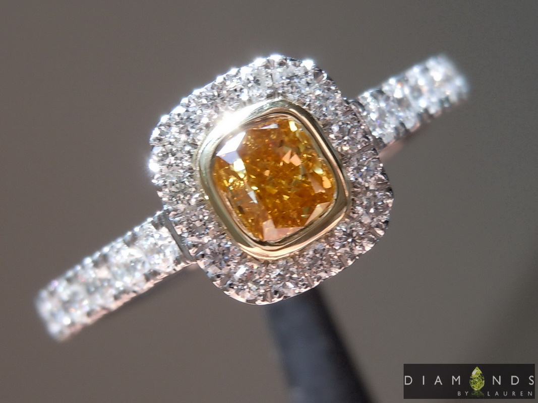 natural orange diamond ring