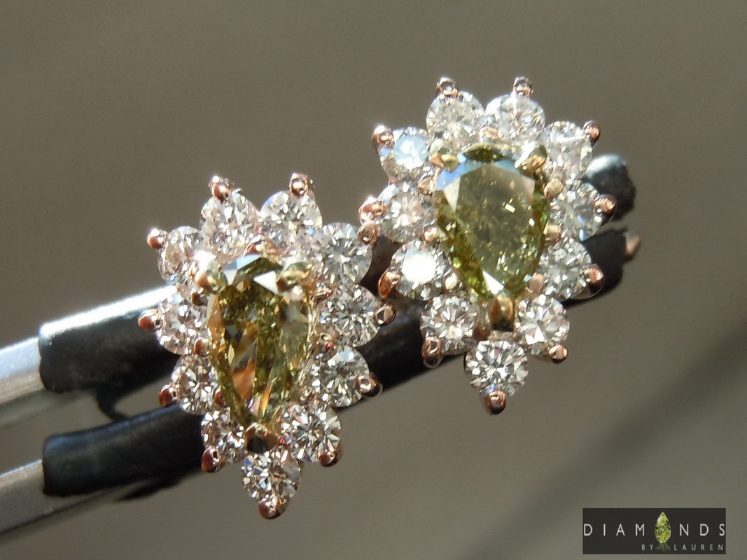 natural green diamond earrings