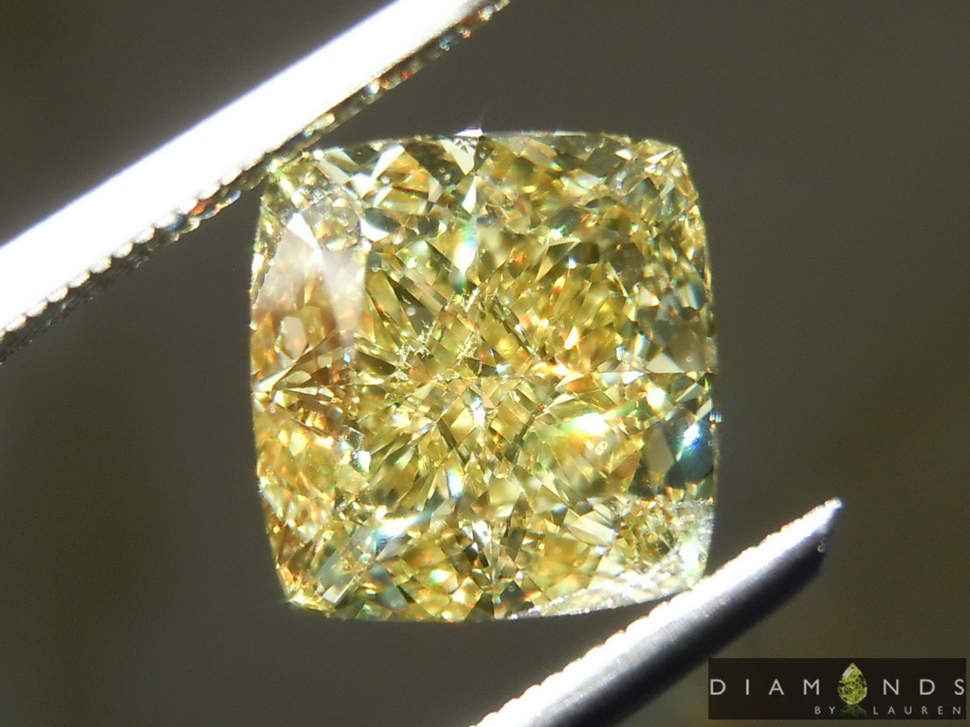 2.51ct Intense Yellow SI1 Cushion Cut Diamond R9583