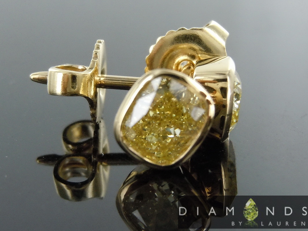 natural yellow diamond earrings