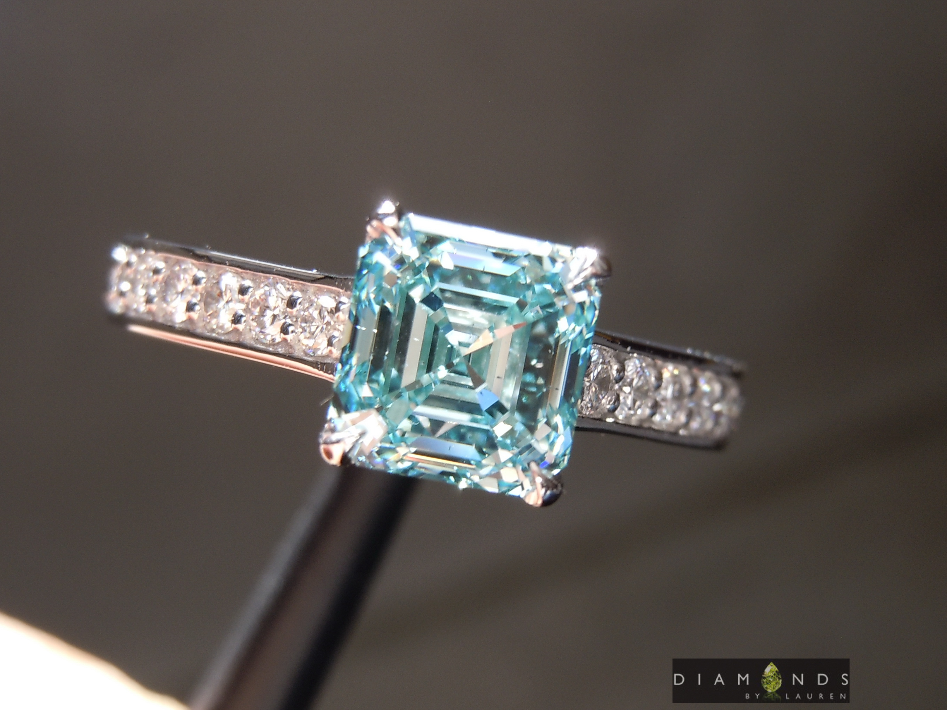 greenish blue diamond ring