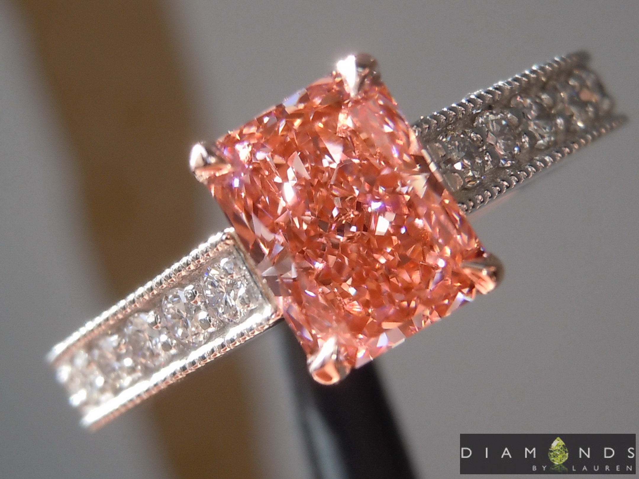 SOLD...1.01ct Pink Radiant Cut Lab Grown Diamond Ring R9431