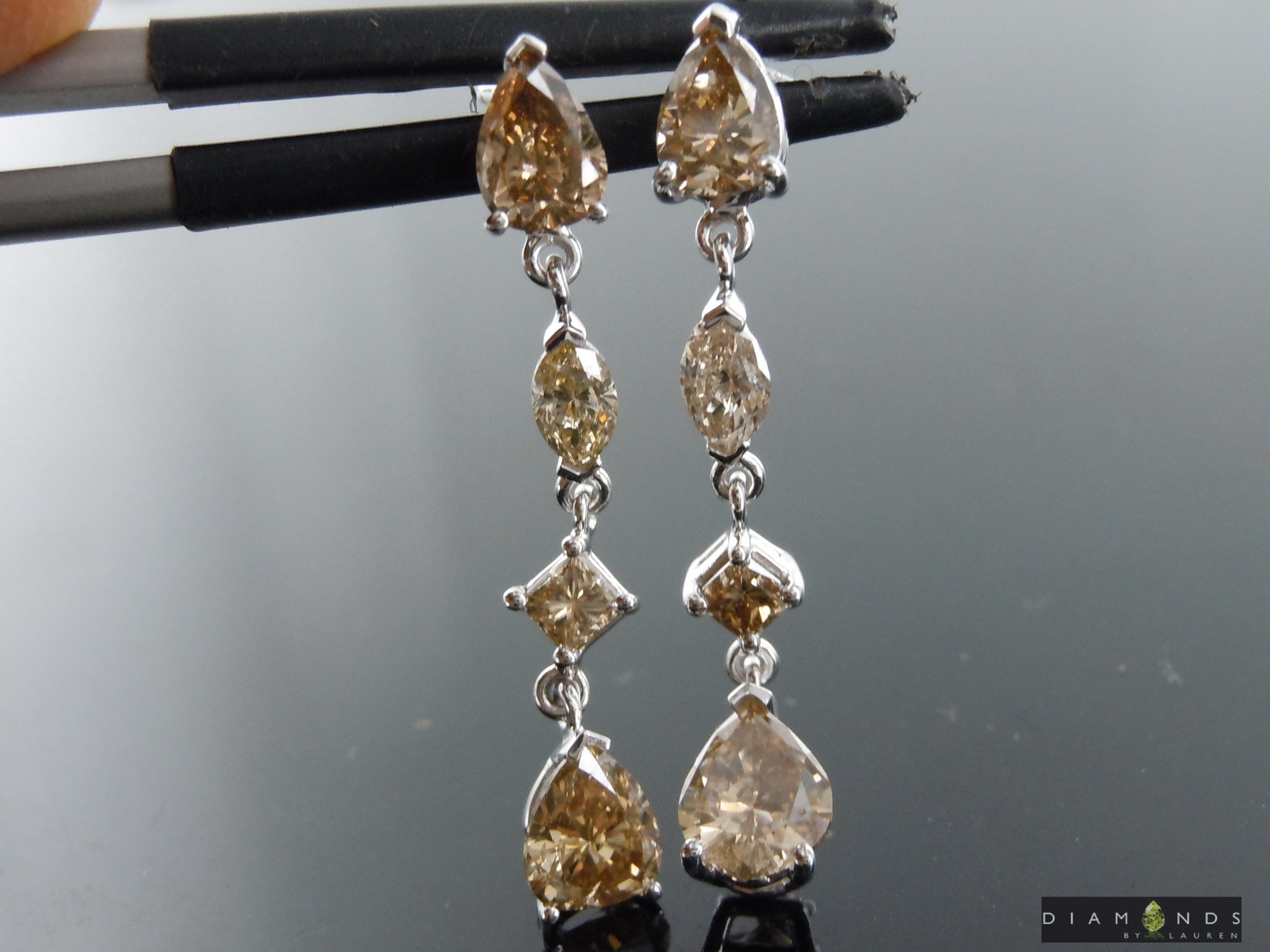 SOLD...2.38ctw Brown Diamond Dangle Earrings R9973
