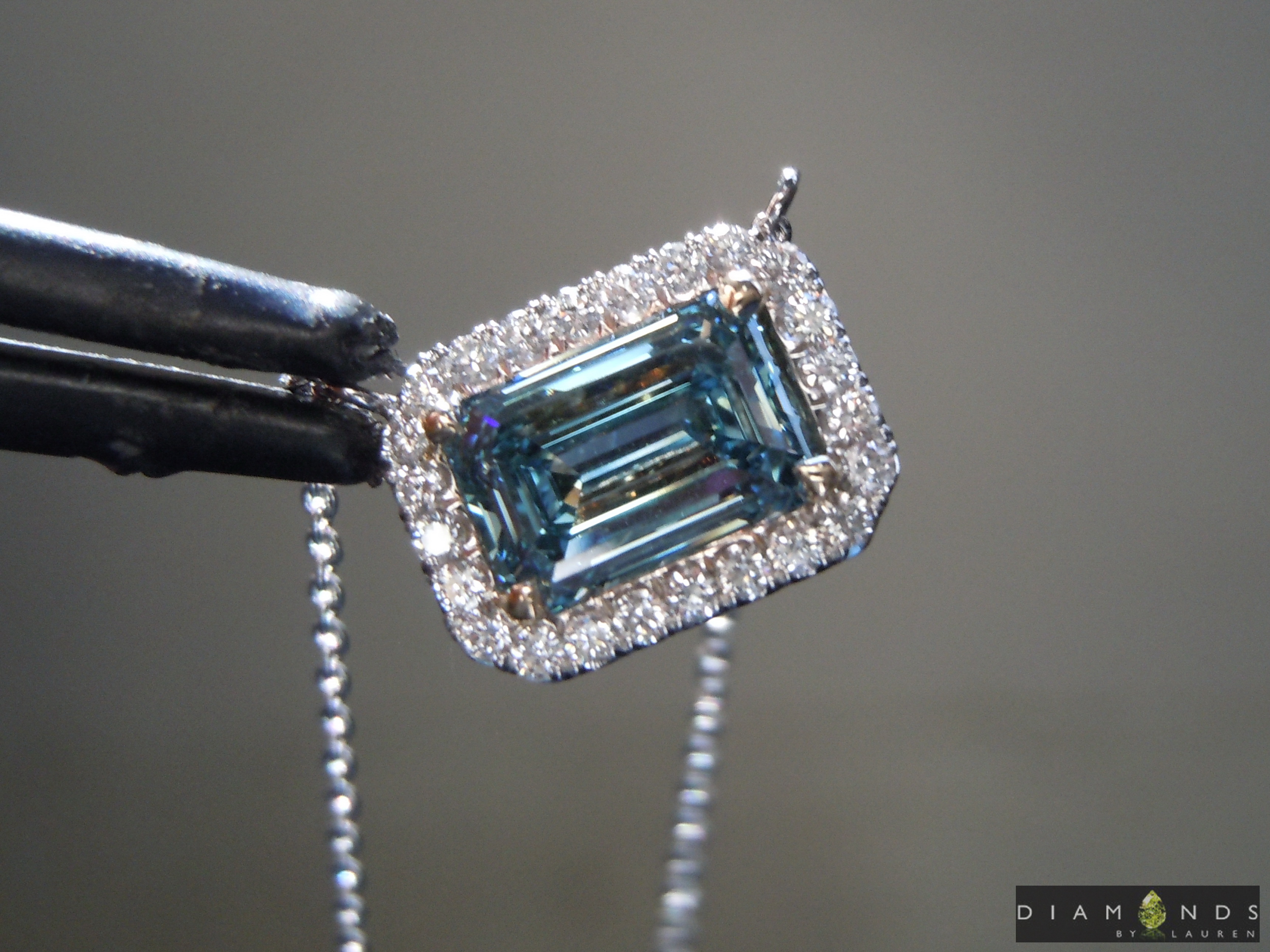 lab blue diamond necklace
