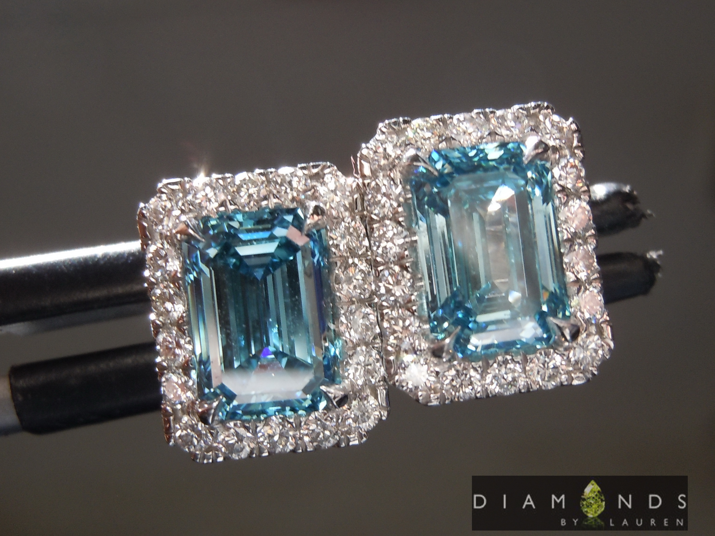lab blue diamond earrings