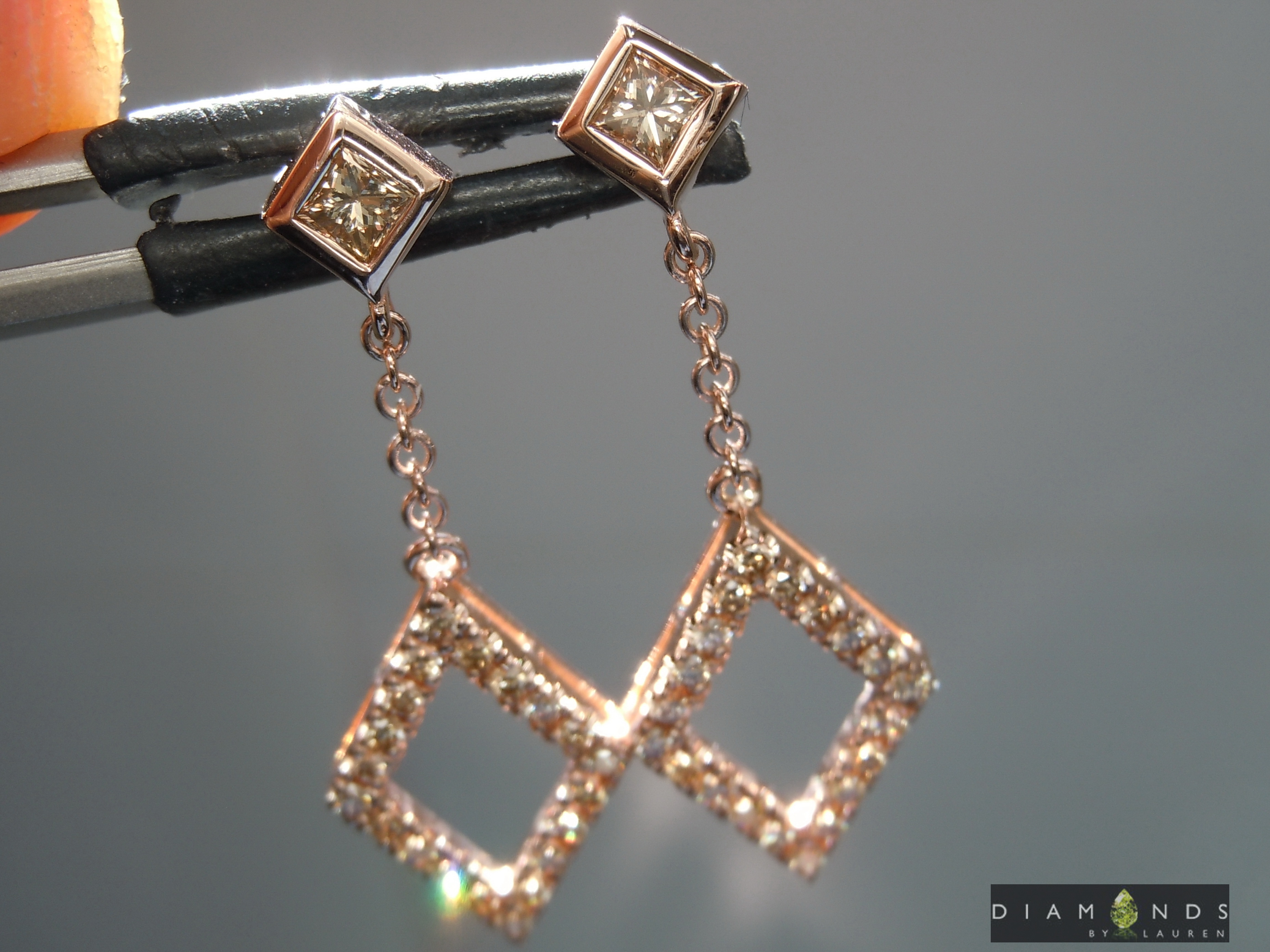light brown diamond earrings