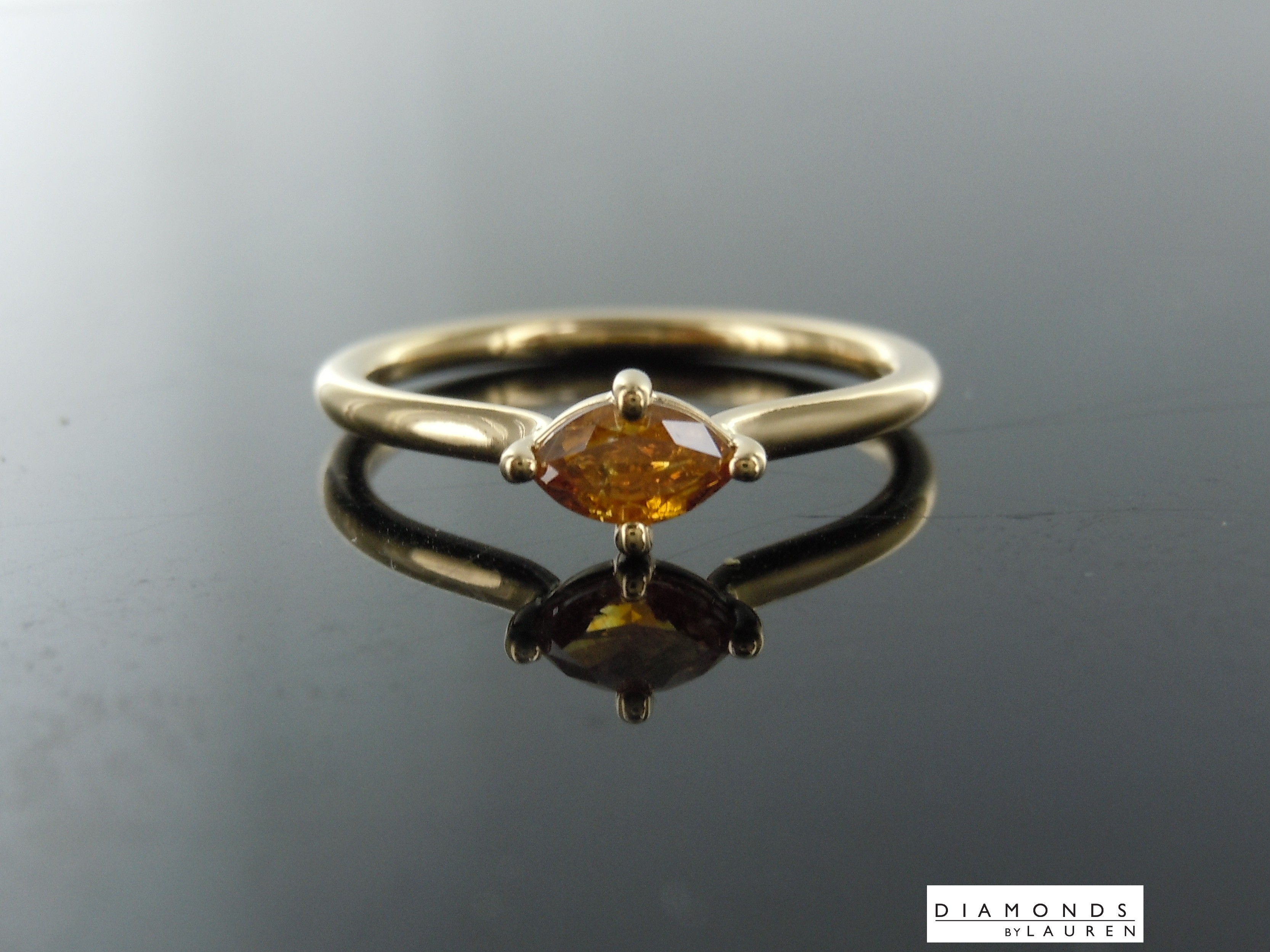 natural orange diamond ring