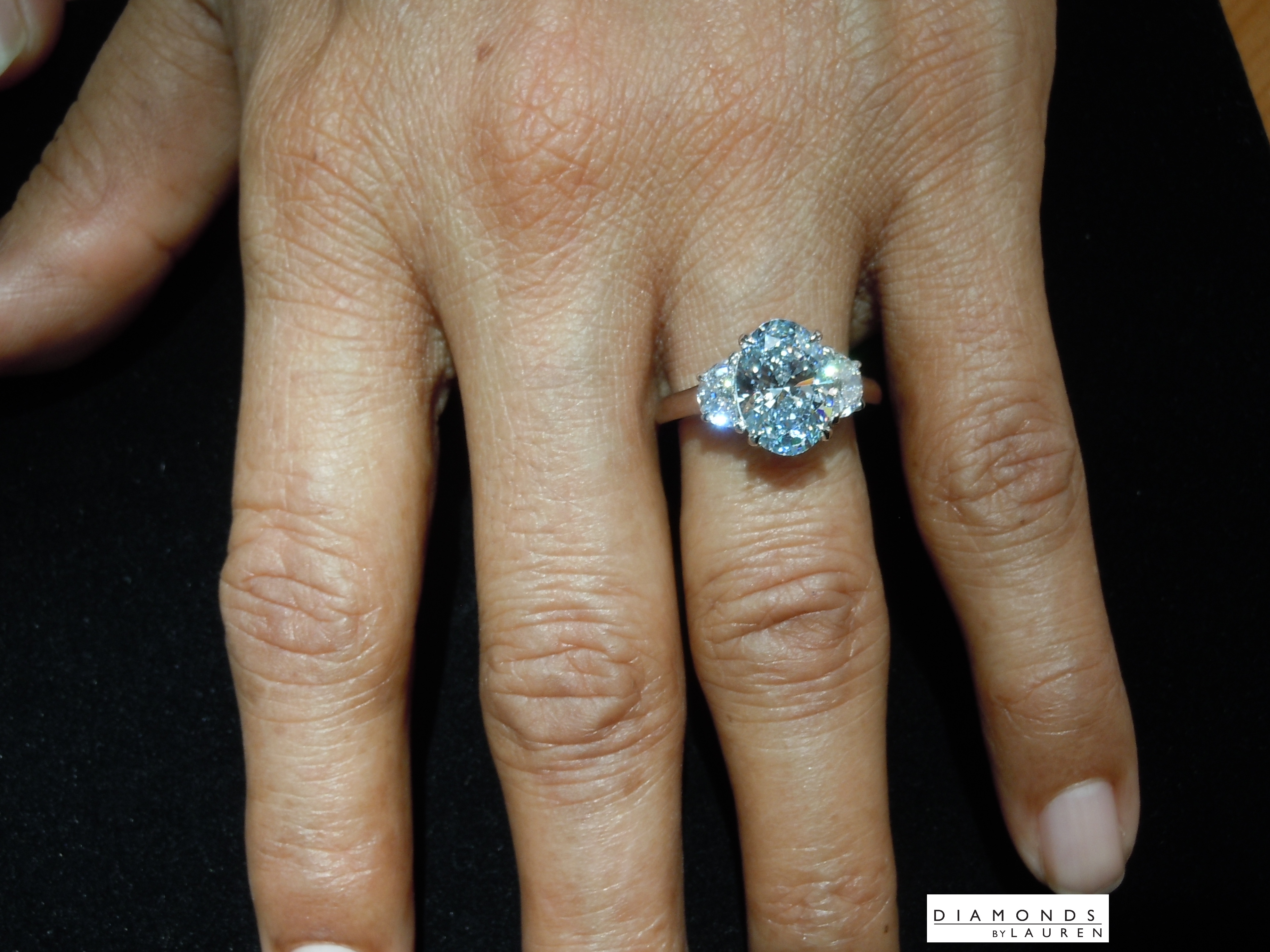 lab blue diamond ring
