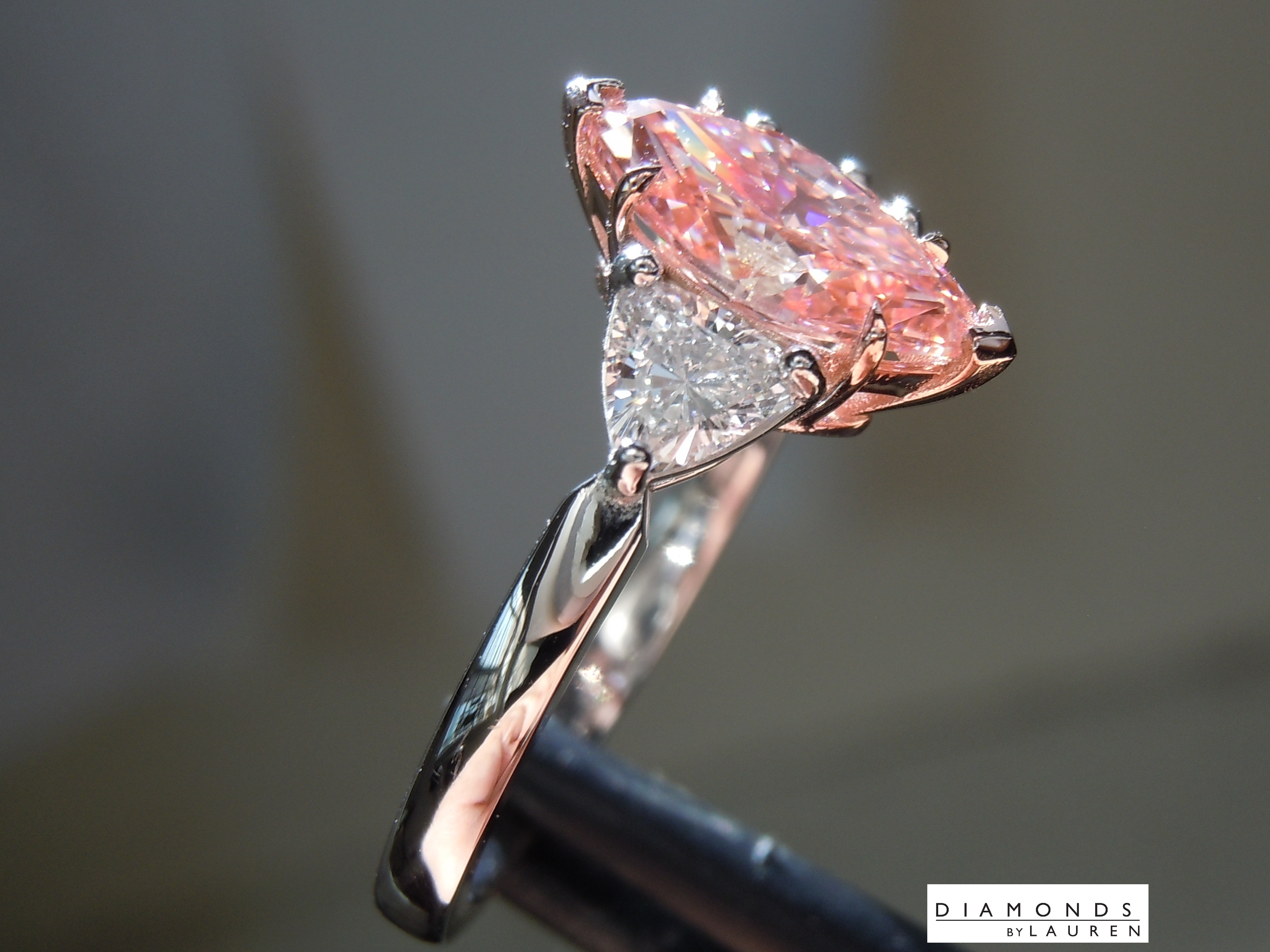 lab pink diamond ring