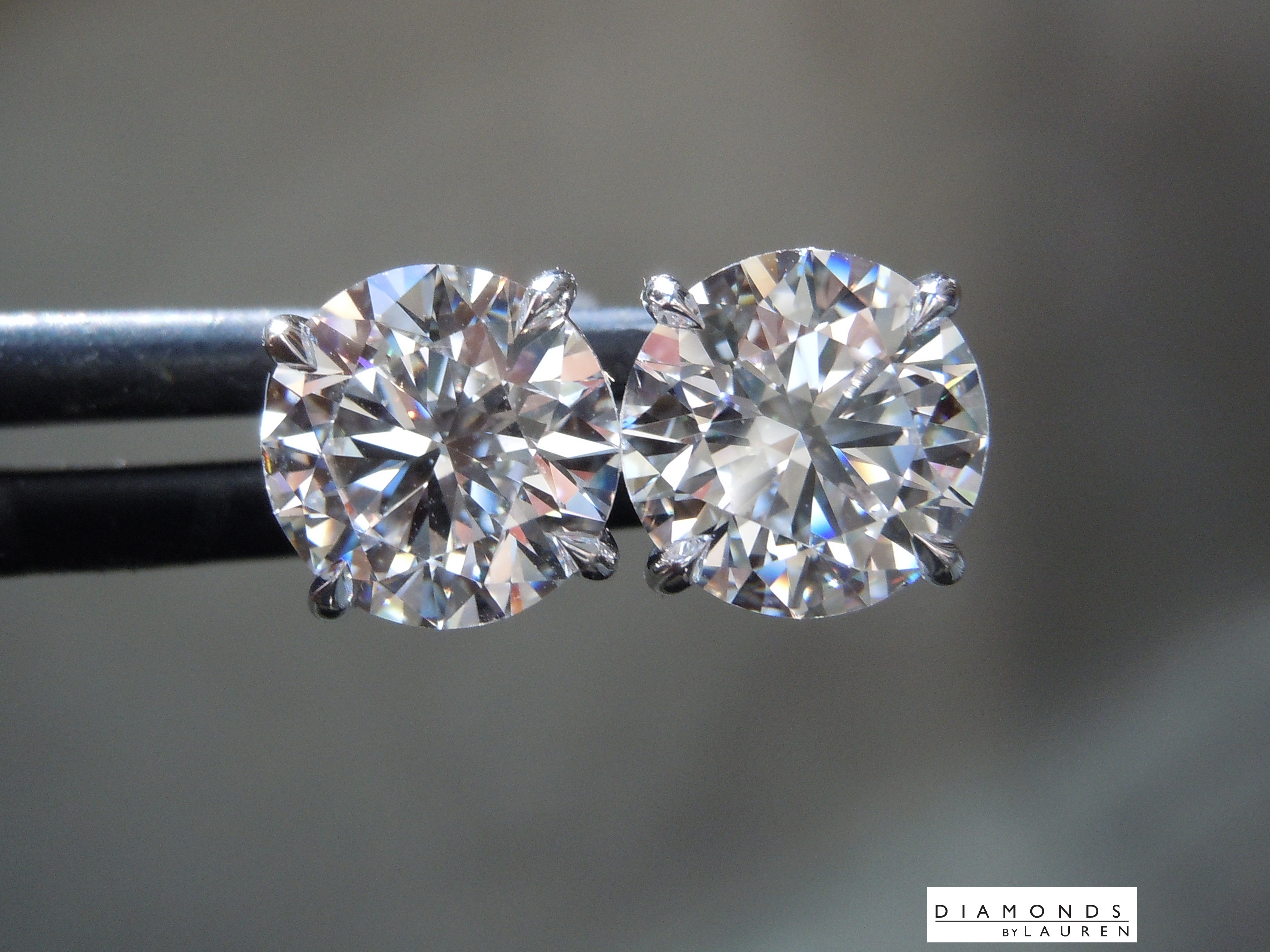 SOLD....3.73ct D VS1 Round Brilliant Lab Diamond Earrings GCAL 8X R10554