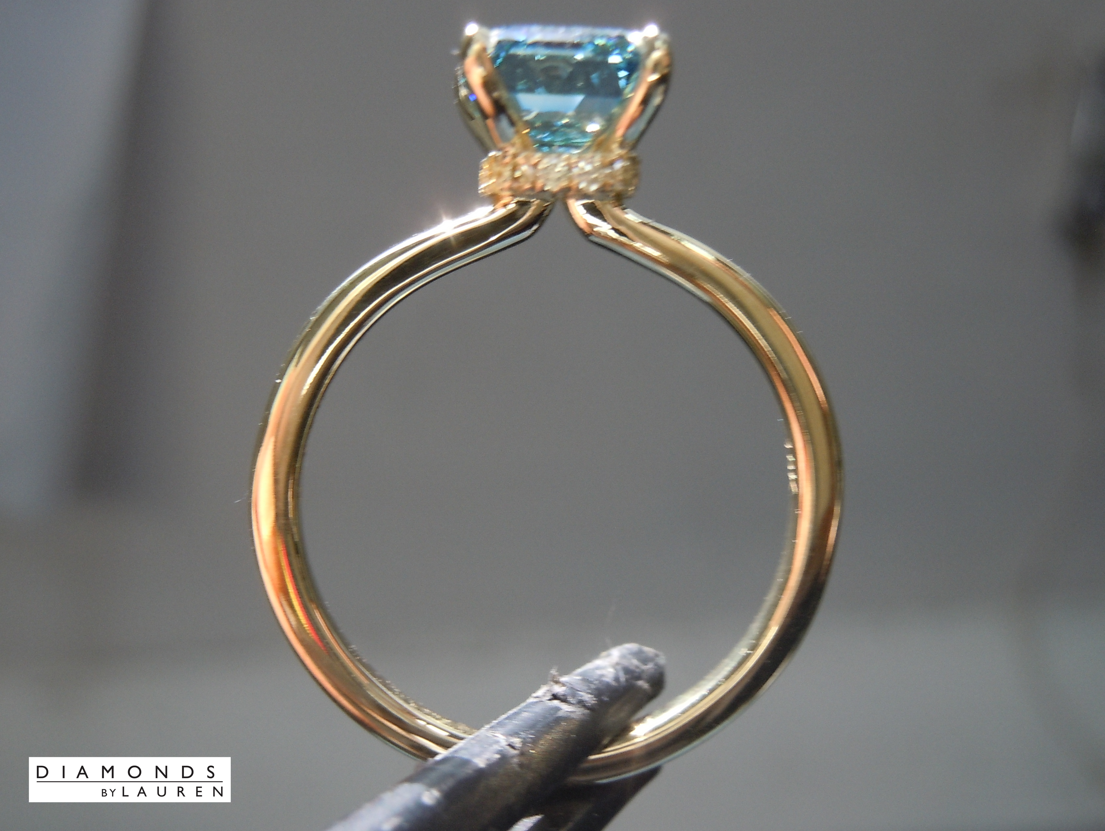 lab blue diamond ring