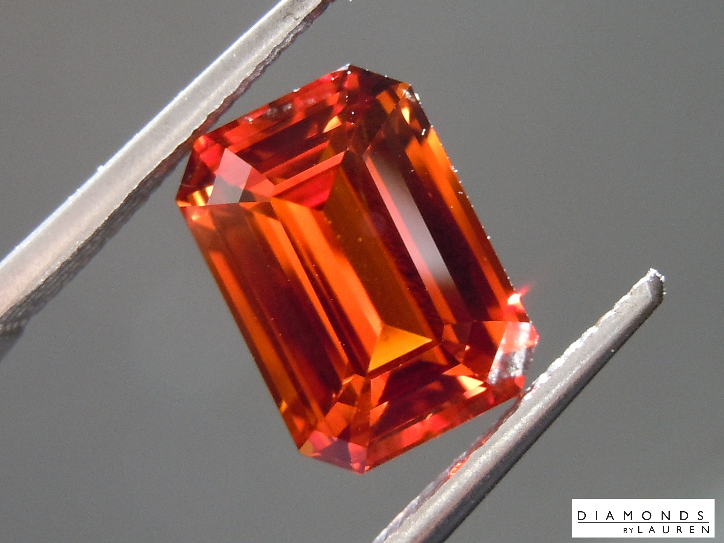 4.23ct Orange Emerald Cut Sapphire R10885