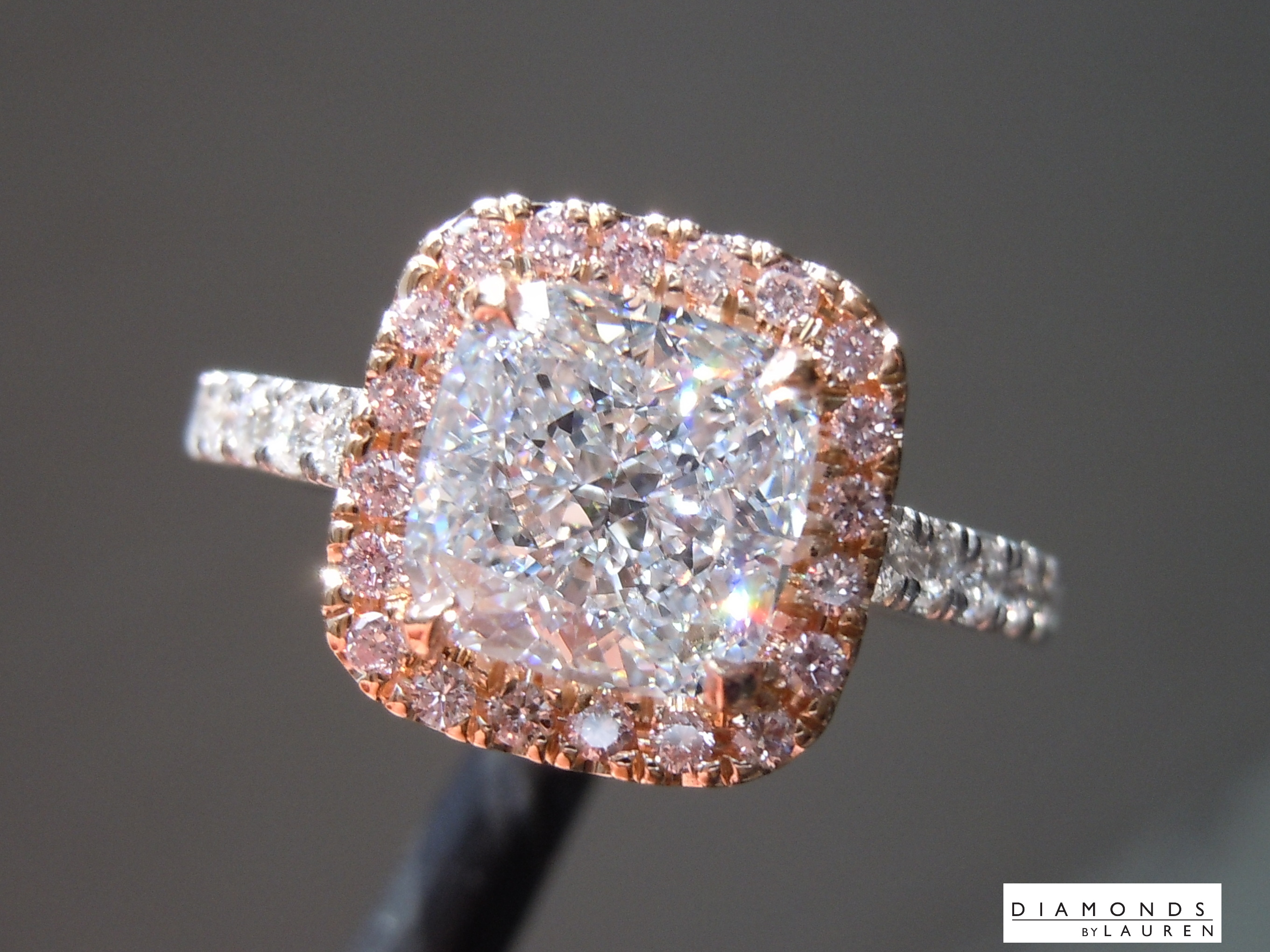 lab blue diamond ring