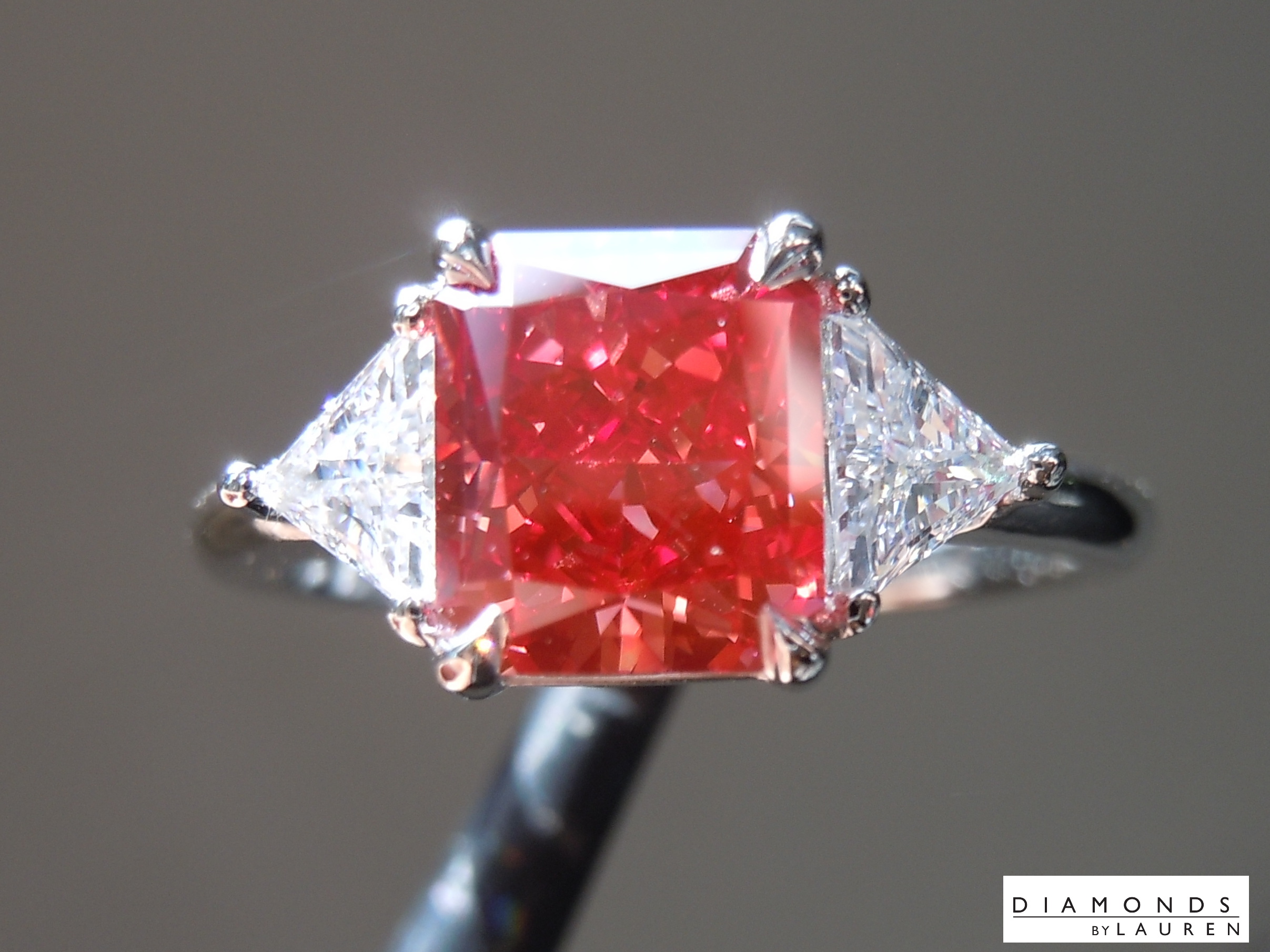 lab red diamond ring