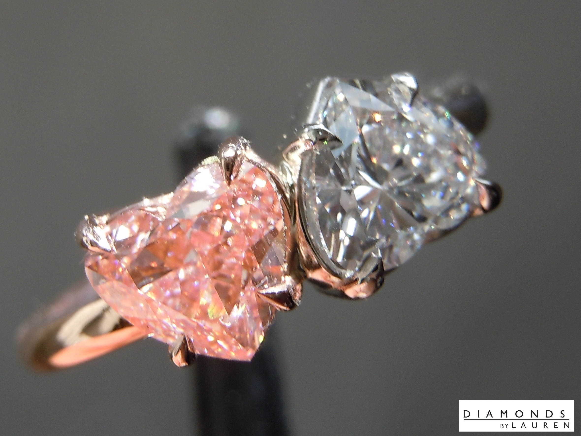 lab pink diamond ring