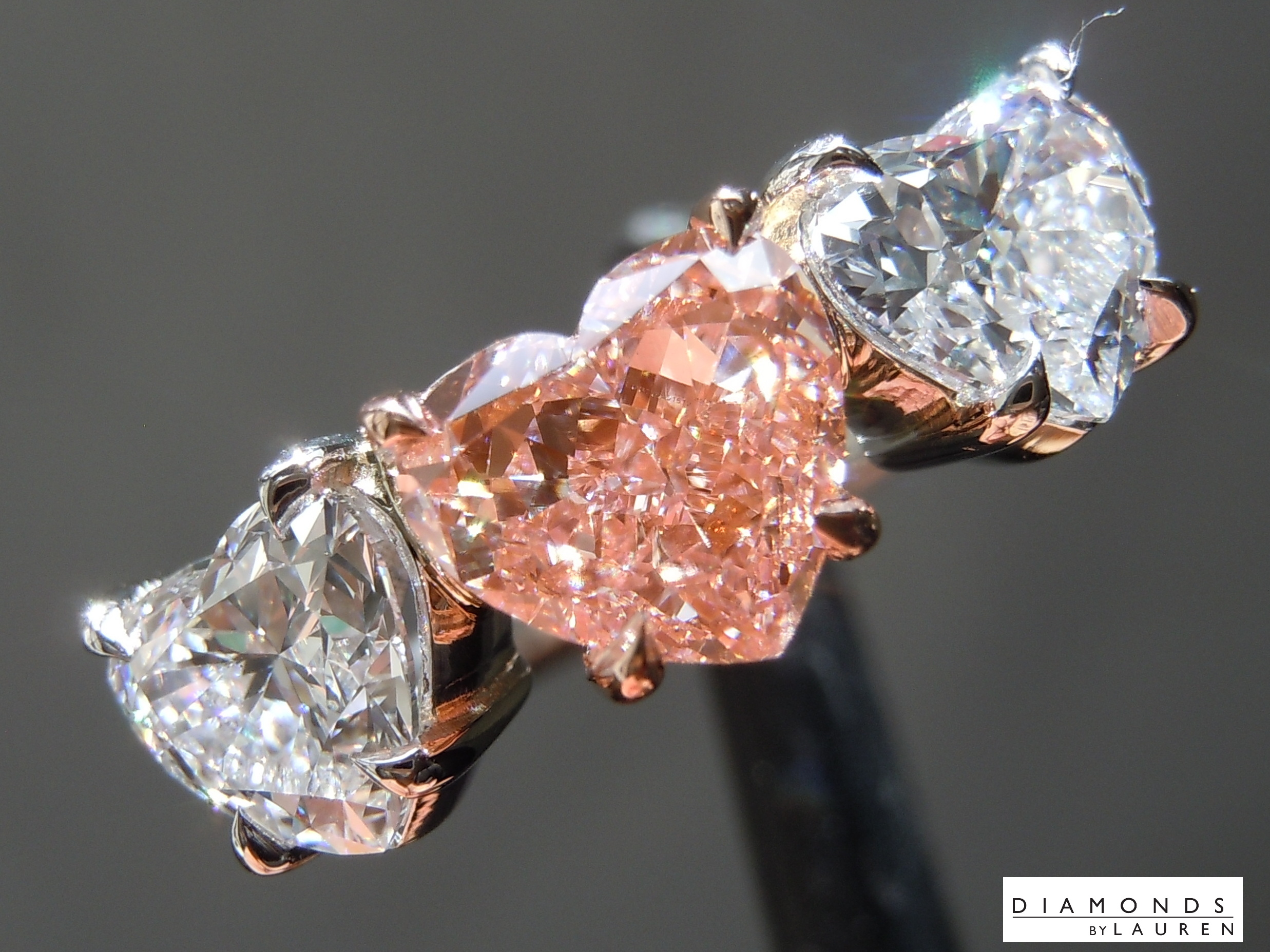 lab pink diamond ring