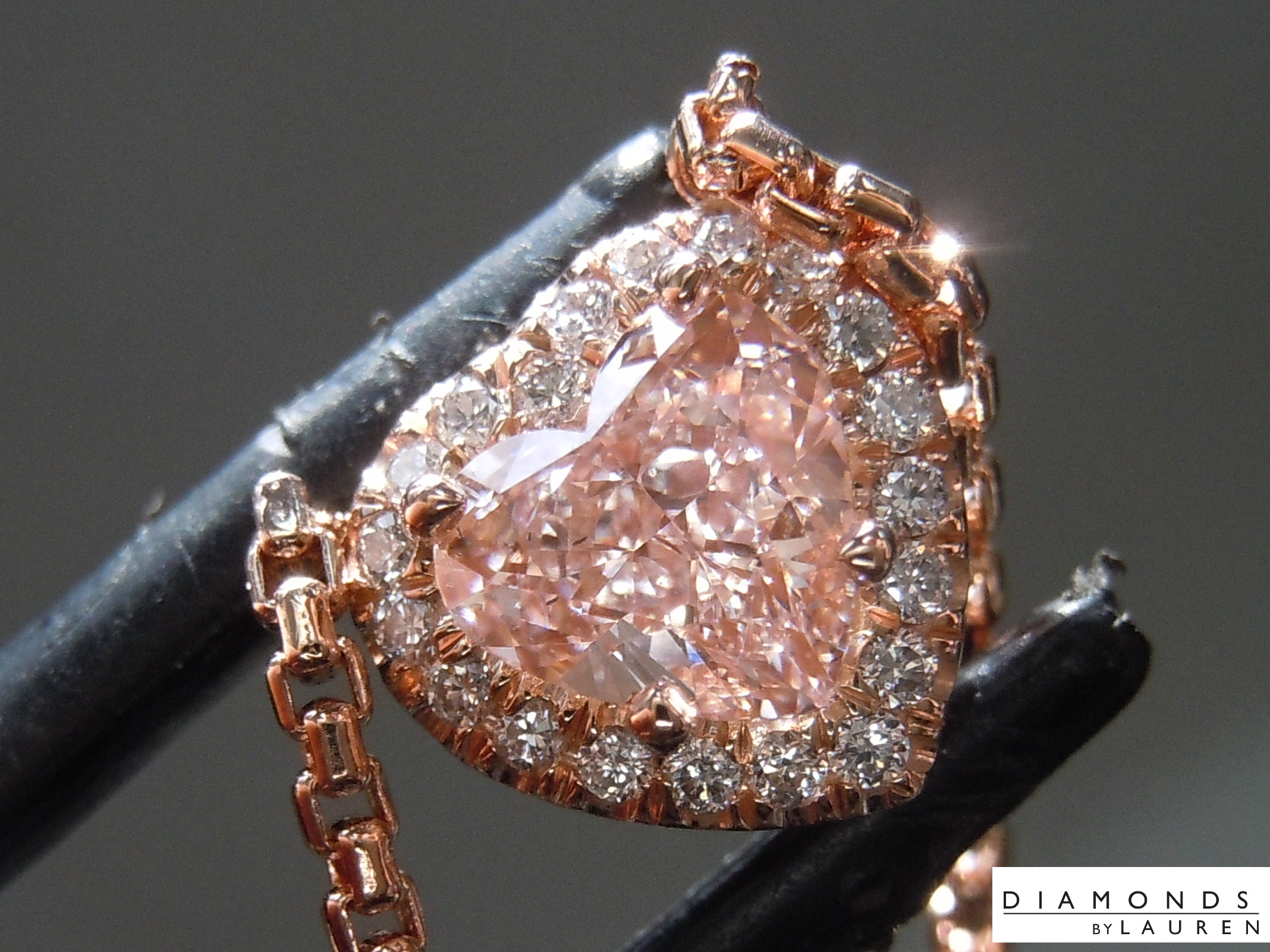 lab pink diamond necklace