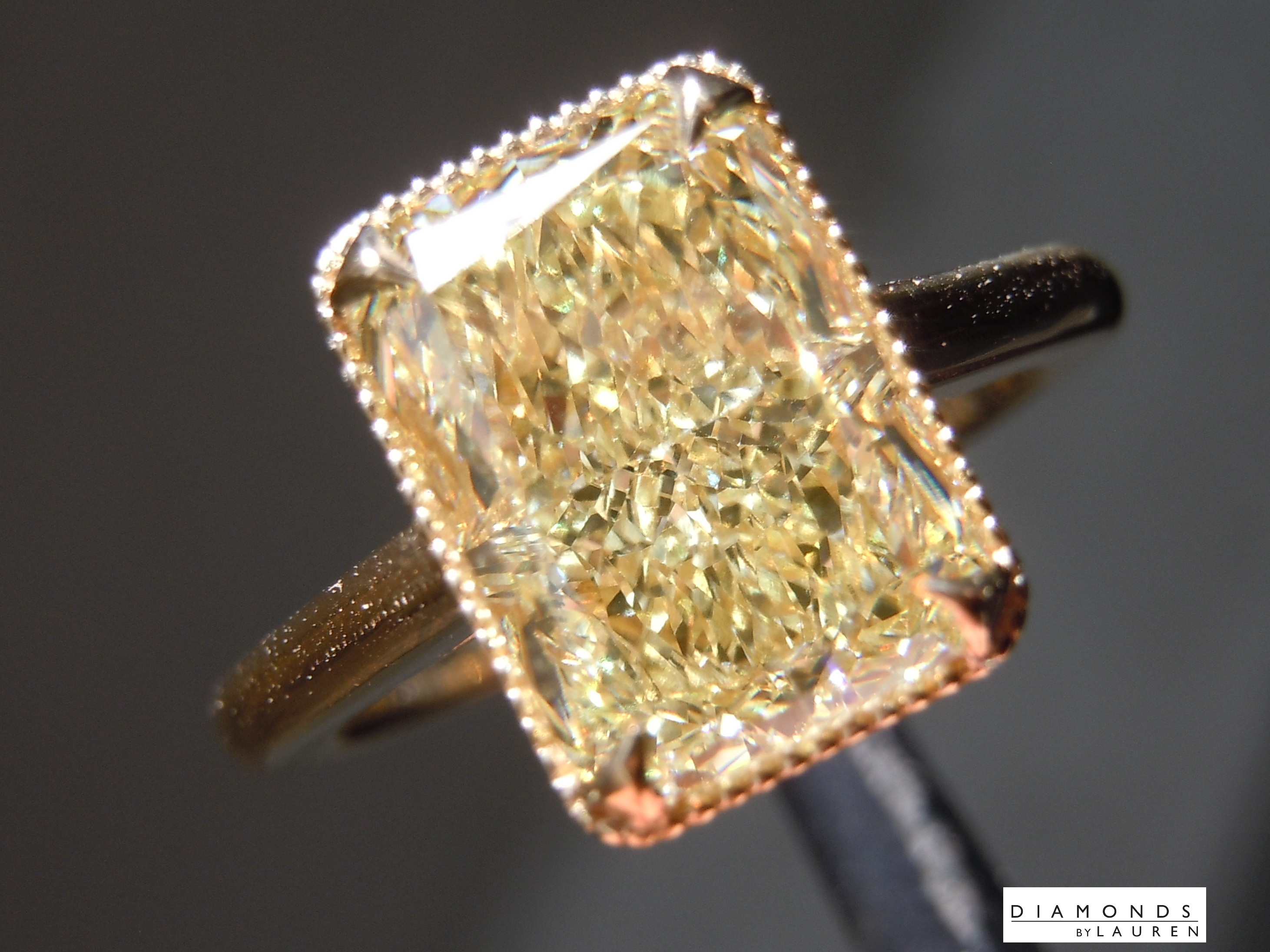 lab yellow diamond ring