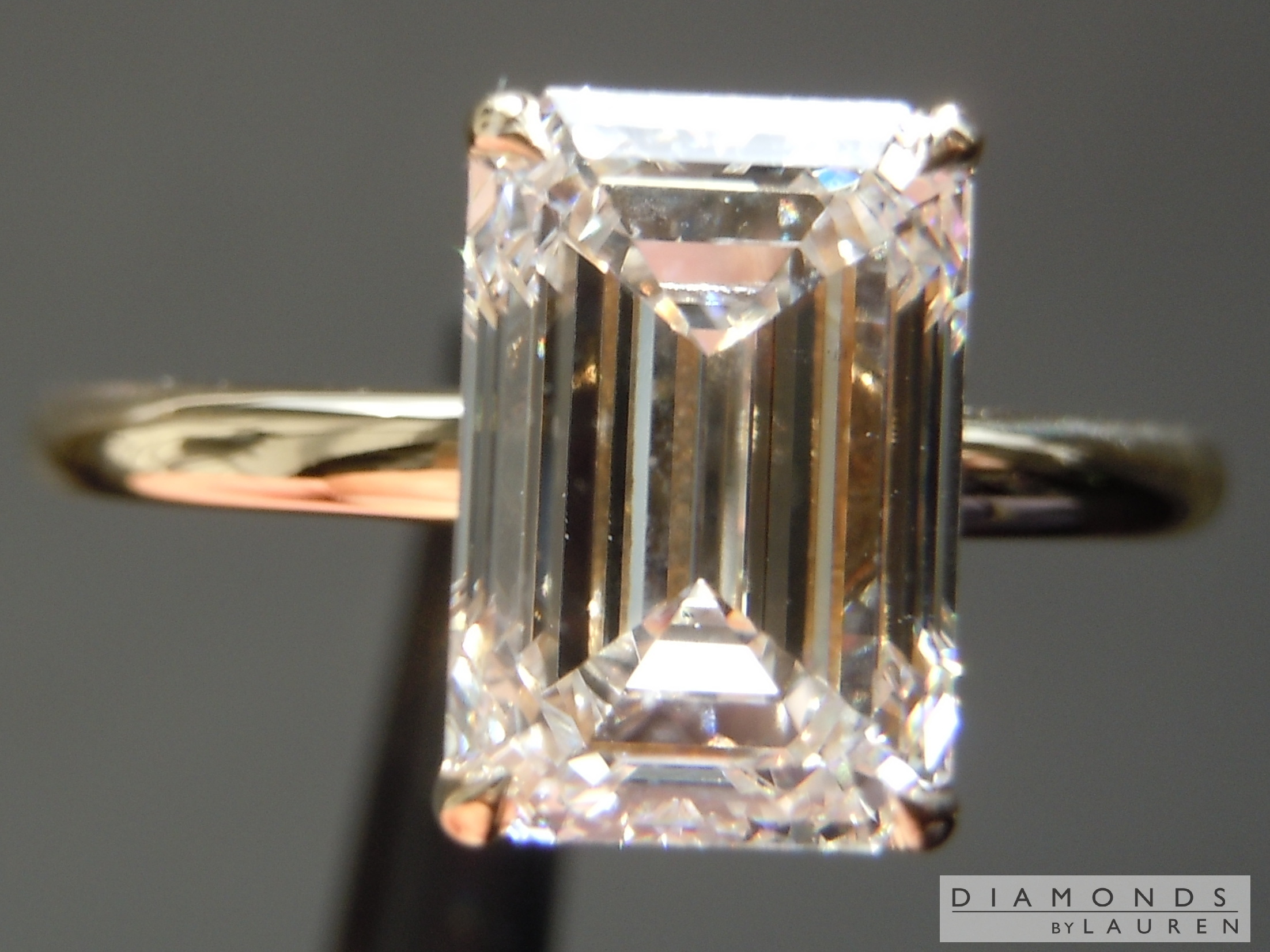 2.22ct E VS1 Emerald Cut Lab Grown Diamond Ring R10820