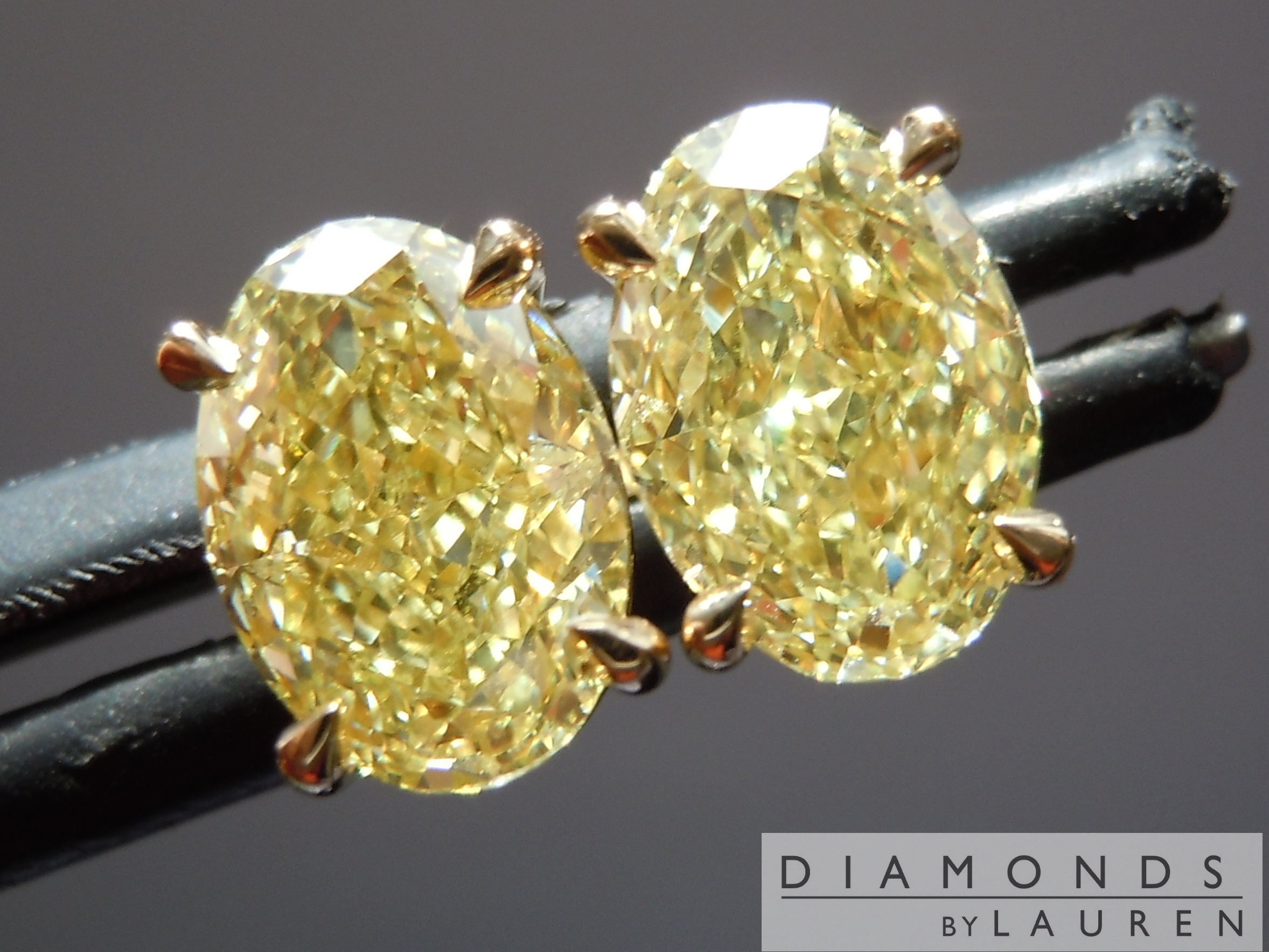 3.06ctw Yellow VVS2 Oval Shape Lab Grown Diamond Earrings R11205