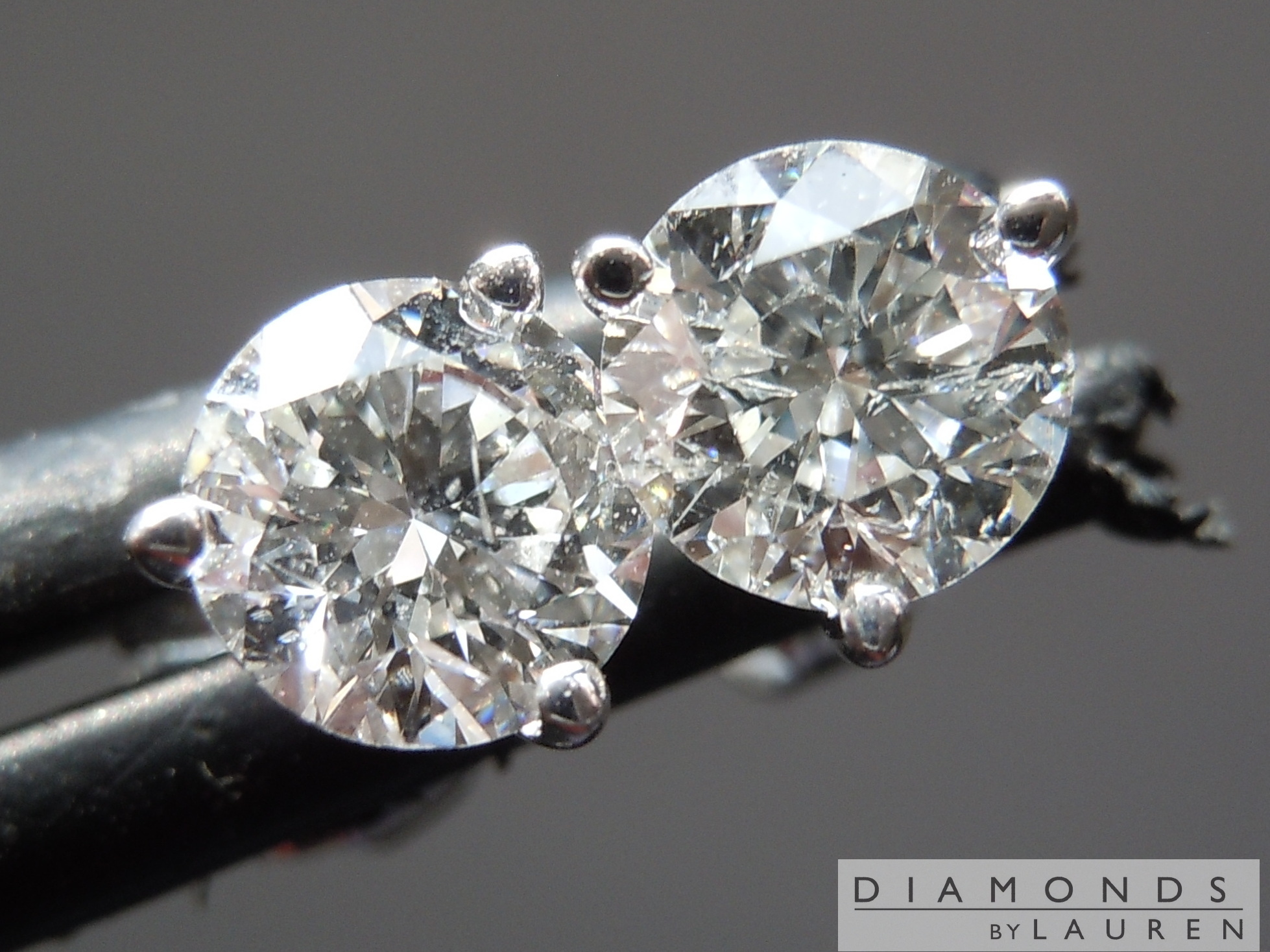 Diamond Earrings: 1.01ctw F-G I1 Round Brilliant Diamond Martini Stud Earrings R5628 Special