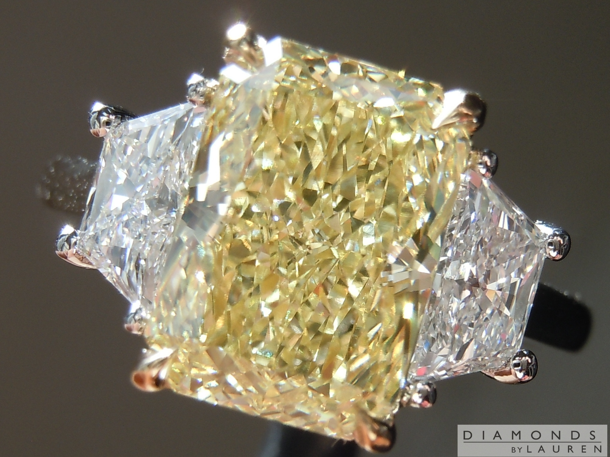3.12ct Yellow VS1 Radiant Cut Lab Grown Diamond Ring R11197