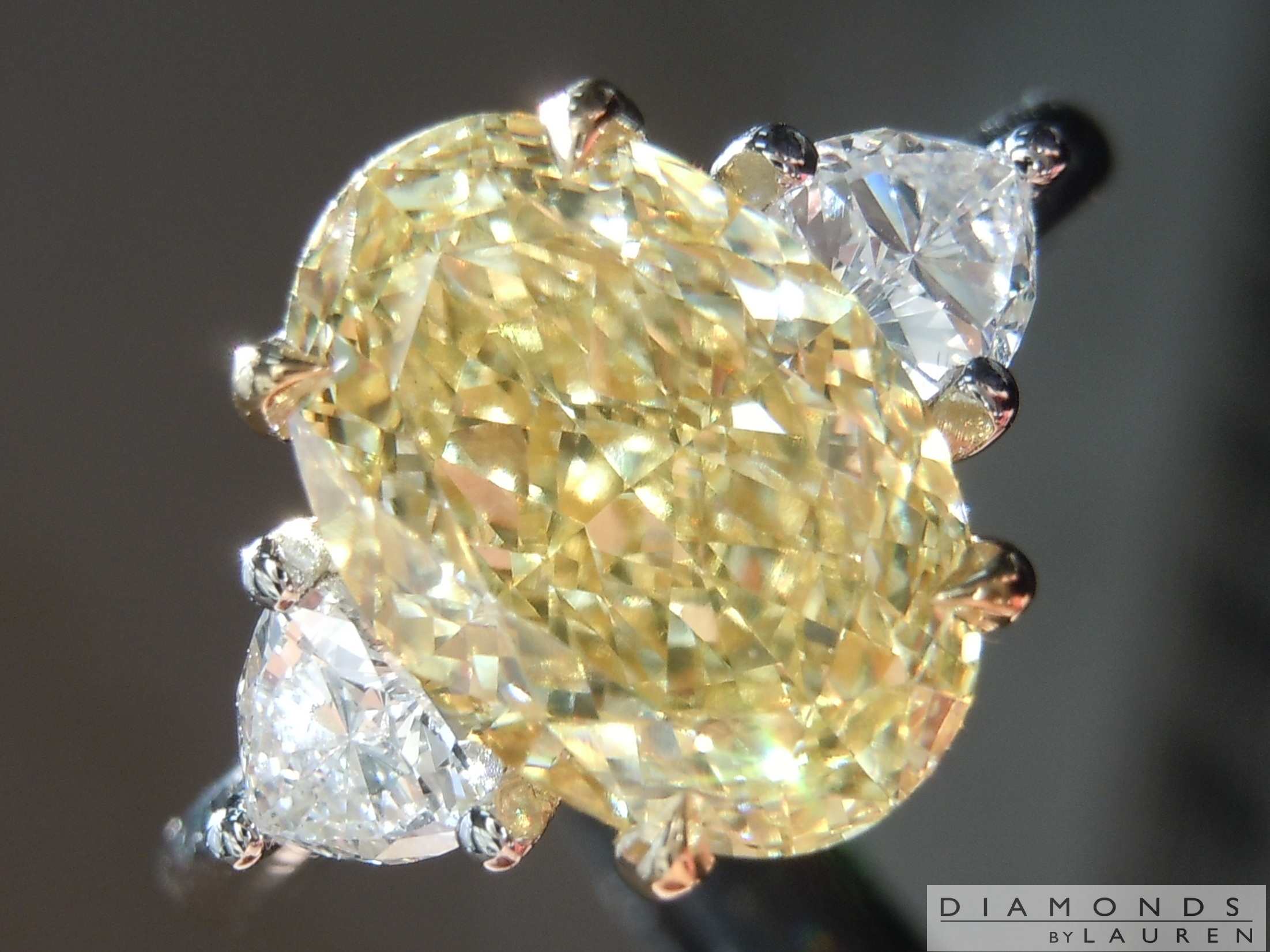 3.05ct Yellow VVS2 Oval Lab Grown Diamond Ring R11208