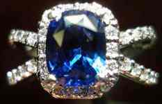 SOLD....Natural Sapphire Halo Ring: 2.38 Cushion Blue Sapphire R2177