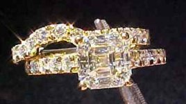 Semi Mount Ring Set- Diamond Studded Underwire Ring with Wedding Band- CUSTOM Made
