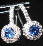SOLD....Gemstone Earrings: Rich Blue Sapphire Dangling Halos R2290