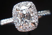 SOLD....Halo Diamond Ring: .52 D/VVS2 Cushion Daussi Platinum Halo RIng GIA Diamond Dossier R3062