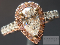 SOLD....Diamond Halo Ring: .62ct Pear Shape G/SI2 Pink Diamond Halo Ring Sam Spade Special R3102