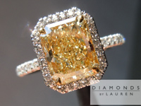 SOLD....Yellow Diamond Ring: 1.95 Y-Z VVS2 Radiant Cut GIA "Uber" Single Cut Diamond Halo Ring R3154