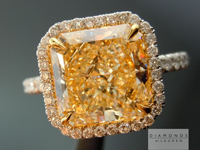 SOLD....Yellow Diamond Ring: 3.31ct S-T VS1 Radiant Diamond GIA "Uber" Halo Ring R3157