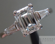 SOLD....Colorless Diamond Ring: 1.21ct G/SI2 Emerald Cut GIA Baguette Side Stone Ring R3185