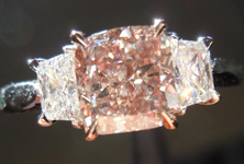 SOLD....Pink Diamond Ring: 1.44 Fancy Light Pinkish Brown Cushion GIA Trapezoidal Side Stones R3344