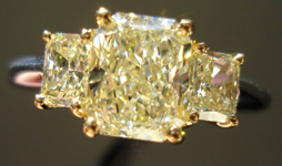 SOLD....Three Stone Diamond Ring: 1.42ct Y-Z SI2 Radiant Cut Diamond GIA-Beautiful Cut Stones R3366