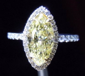 SOLD.....Halo Diamond Ring: 1.16 Fancy Light Yellow SI2 Marquise Shape Diamond GIA Platinum 18kt gold R3495