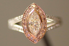 SOLD....Diamond Halo Ring: .58 K VS2 Marquise Pink Diamond Halo Trade Up Special R2173