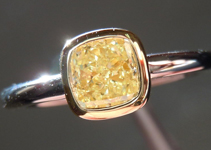 SOLD....Diamond Ring: .71ct Cushion Cut Fancy Light Yellow VS2 GIA 18K Yellow Gold R3712
