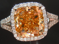 3.07ct Fancy Brown Yellow Cushion Cut Diamond Ring GIA R3748