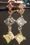 SOLD.....Diamond Earrings: .82ct Pink Grey Yellow Dangles UNIQUE 18kt R3777